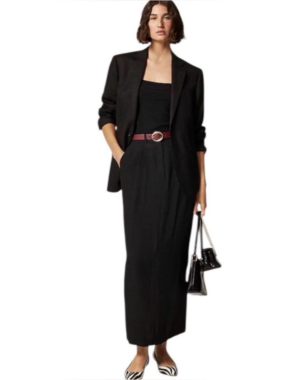 NWT J CREW Trouser maxi skirt in viscose crepe in black 00